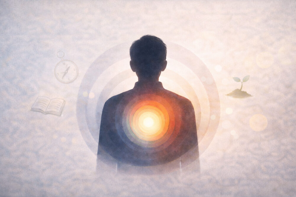 人生のステージが変わる前兆は内面の変化として表れやすいことを示す人物シルエットの抽象イメージ